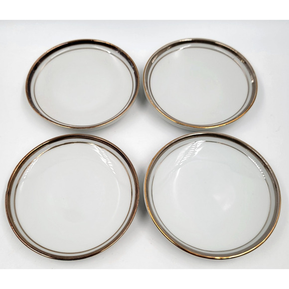 Royalton China Golden Elegance Translucent Porcelain 3 5/8" Butter Coasters - Picture 4 of 5